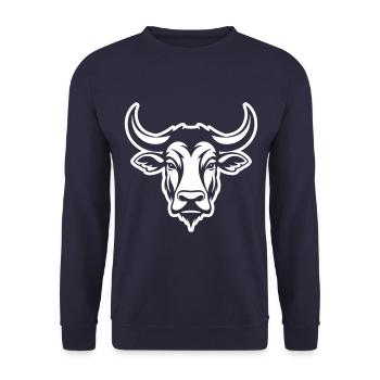 Bulle Kopf Taurus - Unisex Pullover - Navy - Vorne - Alina (178cm) & Michal (187cm)