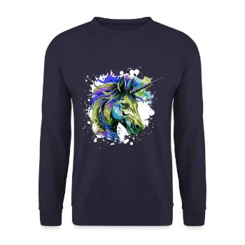 Unicorn Head Portrait Colorful - Unisex Sweatshirt - navy - Front - Alina (178cm) & Michal (187cm)