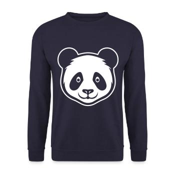 Panda Kopf - Unisex Pullover - Navy - Vorne - Alina (178cm) & Michal (187cm)