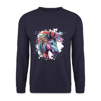 Unicorn Head Portrait - Unisex Sweatshirt - navy - Front - Alina (178cm) & Michal (187cm)