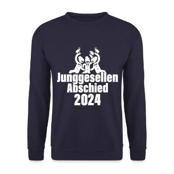 Junggesellenabschied 2024 - Unisex Pullover - Navy - Vorne - Alina (178cm) & Michal (187cm)