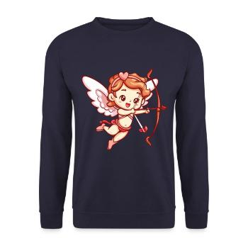 Ange de la Saint-Valentin en amour Cupidon - Sweat-shirt Unisexe - marine - Devant - Alina (178cm) & Michal (187cm)