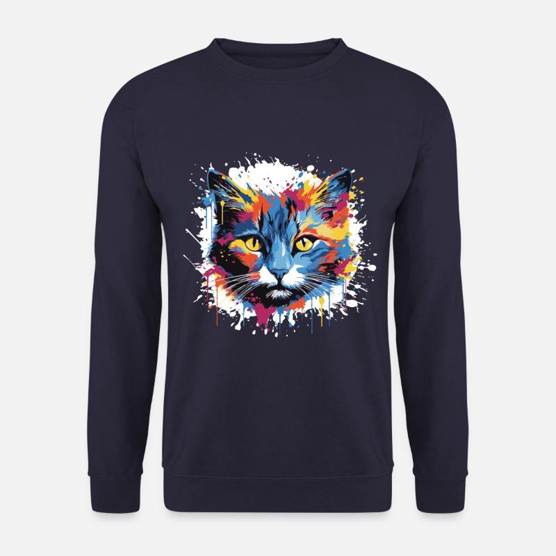 Katze Pop Art Kopf - Unisex Pullover - Navy