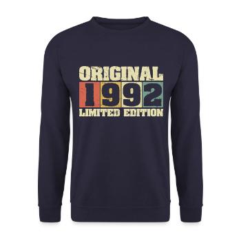1992 Original Vintage Retro Anniversaire - Sweat-shirt Unisexe - marine - Devant - Alina (178cm) & Michal (187cm)