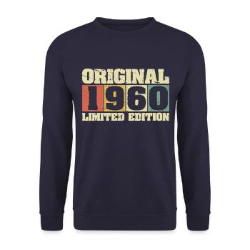 1960 Original Vintage Rétro Anniversaire - Sweat-shirt Unisexe - marine - Devant - Alina (178cm) & Michal (187cm)