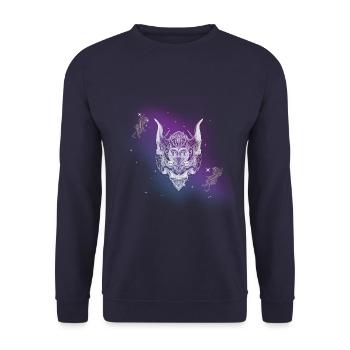 Oni Dämon Maske - Unisex Pullover - Navy - Vorne - Alina (178cm) & Michal (187cm)