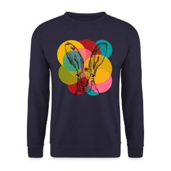 Hase Pop Art - Unisex Pullover - Navy - Vorne - Alina (178cm) & Michal (187cm)