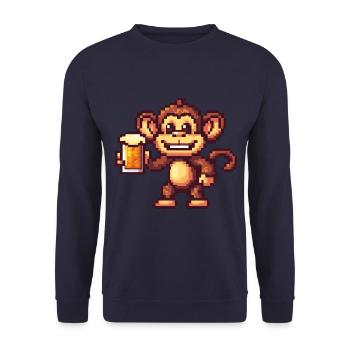 Monkey Beer Party Funny - Unisex Sweatshirt - navy - Front - Alina (178cm) & Michal (187cm)