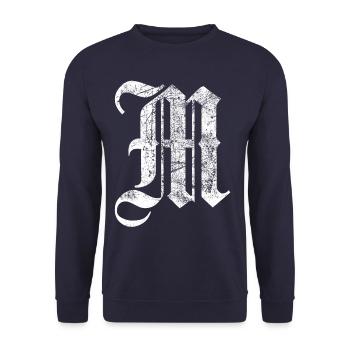 Tshirt alphabet initial M - Unisex Sweatshirt - navy - Front - Alina (178cm) & Michal (187cm)