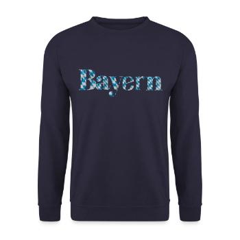 Bayern Schriftzug blau weiß - Unisex Pullover - Navy - Vorne - Alina (178cm) & Michal (187cm)
