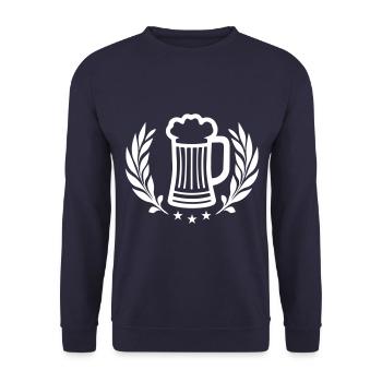 Bier Symbol Saufen Bierglas - Unisex Pullover - Navy - Vorne - Alina (178cm) & Michal (187cm)