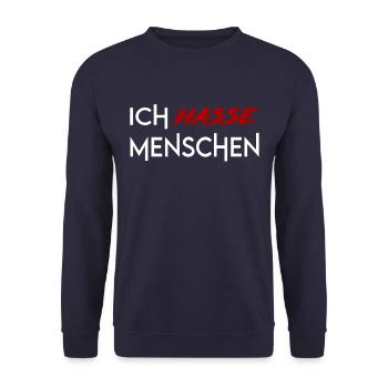 Ich hasse Menschen - Unisex Pullover - Navy - Vorne - Alina (178cm) & Michal (187cm)