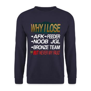 LOL WHY I LOSE - Unisex Pullover - Navy - Vorne - Alina (178cm) & Michal (187cm)