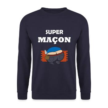 Humour super maçon - Sourire du maçon - Raie - Sweat-shirt Unisexe - marine - Devant - Alina (178cm) & Michal (187cm)
