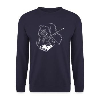 Schütze Sternzeichen * Sagittarius* Geschenk - Unisex Pullover - Navy - Vorne - Alina (178cm) & Michal (187cm)