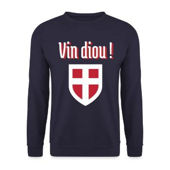 Vin diou ! et drapeau haute-savoie cadeau marrant - Sweat-shirt Unisexe - marine - Devant - Alina (178cm) & Michal (187cm)