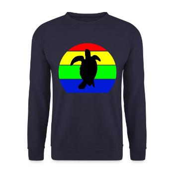 Silhouette tortue marine rétro vintage multicolore - Sweat-shirt Unisexe - marine - Devant - Alina (178cm) & Michal (187cm)