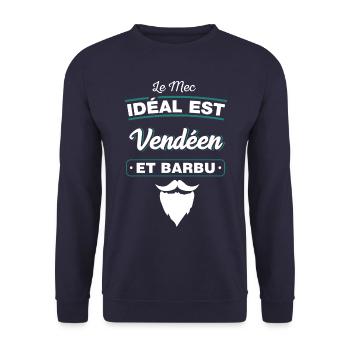 Le mec idéal est Vendéen et barbu humour vendée - Sweat-shirt Unisexe - marine - Devant - Alina (178cm) & Michal (187cm)