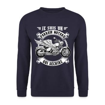 Je suis un parrain motard qui déchire rebel moto - Sweat-shirt Unisexe - marine - Devant - Alina (178cm) & Michal (187cm)