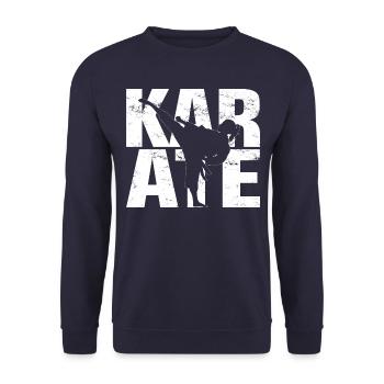 KARATE - Frau macht Karatekick - Karatekämpfer - Unisex Pullover - Navy - Vorne - Alina (178cm) & Michal (187cm)