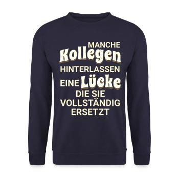 Manche Kollegen hinterlassen eine Lücke - Unisex Pullover - Navy - Vorne - Alina (178cm) & Michal (187cm)