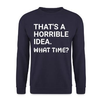 Thats a horrible idea what time - Unisex Pullover - Navy - Vorne - Alina (178cm) & Michal (187cm)