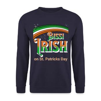 Bissi Irish - am St.Patrick's Day! - Unisex Pullover - Navy - Vorne - Alina (178cm) & Michal (187cm)