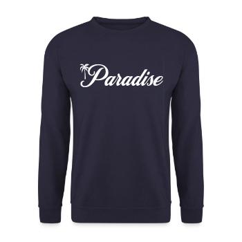 Paradise - Palmen, Meer und Urlaub - Unisex Pullover - Navy - Vorne - Alina (178cm) & Michal (187cm)