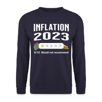 Inflation 2023 - mauvaise note - Sweat-shirt Unisexe - marine - Devant - Alina (178cm) & Michal (187cm)