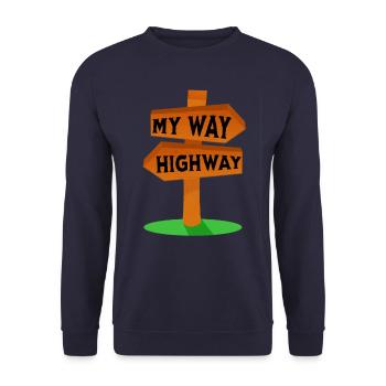 my way - high way - ich fahren den rechten weg - Unisex Sweatshirt - navy - Front - Alina (178cm) & Michal (187cm)