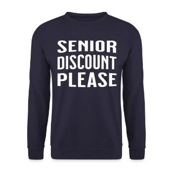 Senior discount please - Pensioner discount - Unisex Sweatshirt - navy - Front - Alina (178cm) & Michal (187cm)