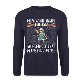 Pendant ce temps, dans la boîte Schroedingers chat plans de vengeance - Sweat-shirt Unisexe - marine - Devant - Alina (178cm) & Michal (187cm)