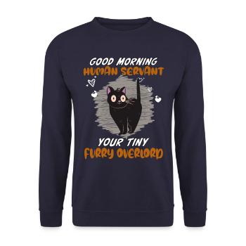 Bonjour, drôle de chat serviteur humain - Sweat-shirt Unisexe - marine - Devant - Alina (178cm) & Michal (187cm)