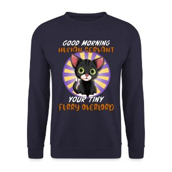 Bonjour, drôle de chat serviteur humain - Sweat-shirt Unisexe - marine - Devant - Alina (178cm) & Michal (187cm)