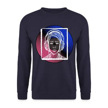 Music is life - Design für Musikliebhaber - Unisex Pullover - Navy - Vorne - Alina (178cm) & Michal (187cm)