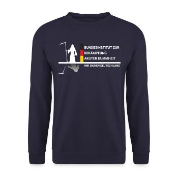Bundesinstitut zur Bekämpfung von Dummheit - Unisex Pullover - Navy - Vorne - Alina (178cm) & Michal (187cm)