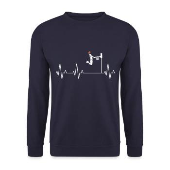 Hearbeat Basketball cooles Sport Design Herzschlag - Unisex Pullover - Navy - Vorne - Alina (178cm) & Michal (187cm)