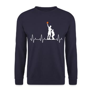 Hearbeat Basketball cooles Sport Design Herzschlag - Unisex Pullover - Navy - Vorne - Alina (178cm) & Michal (187cm)