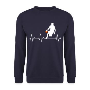 Hearbeat Basketball cooles Sport Design Herzschlag - Unisex Pullover - Navy - Vorne - Alina (178cm) & Michal (187cm)
