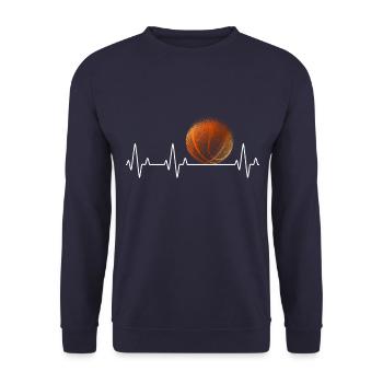 Hearbeat Basketball cooles Sport Design Herzschlag - Unisex Pullover - Navy - Vorne - Alina (178cm) & Michal (187cm)
