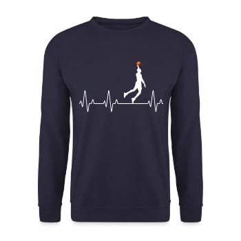 Hearbeat Basketball cooles Sport Design Herzschlag - Unisex Pullover - Navy - Vorne - Alina (178cm) & Michal (187cm)