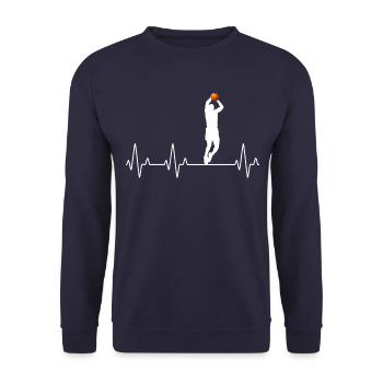 Hearbeat Basketball cooles Sport Design Herzschlag - Unisex Pullover - Navy - Vorne - Alina (178cm) & Michal (187cm)