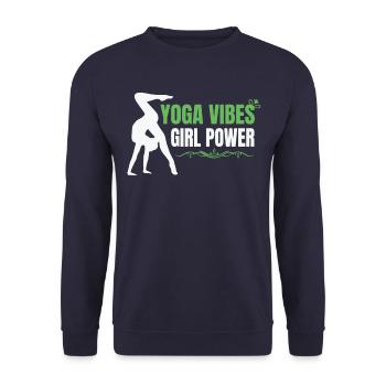 Yoga Vibes - girl Power! Strong women design! - Unisex Pullover - Navy - Vorne - Alina (178cm) & Michal (187cm)