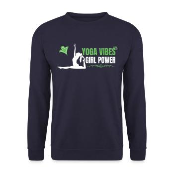 Yoga Vibes - Girl Power - cute women yoga design - Unisex Sweatshirt - navy - Front - Alina (178cm) & Michal (187cm)