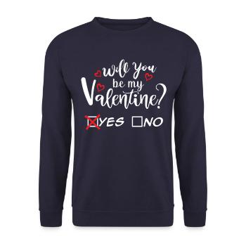Will you be my Valentine? Cute Gift Design - Unisex Sweatshirt - navy - Front - Alina (178cm) & Michal (187cm)