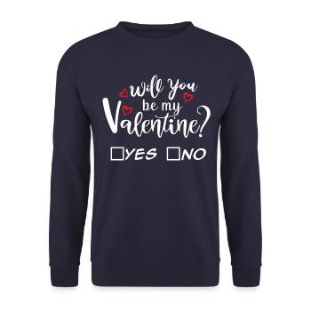 Will you be my Valentine? Cute Gift Design - Unisex Sweatshirt - navy - Front - Alina (178cm) & Michal (187cm)