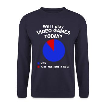 Will I play video games today? - Unisex Sweatshirt - navy - Front - Alina (178cm) & Michal (187cm)