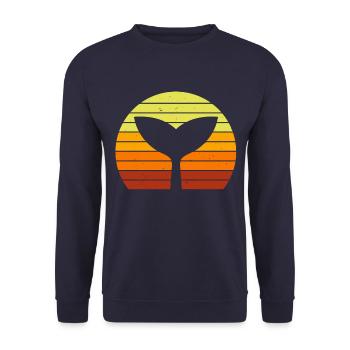 Rettet die Wale Ozean Orca Blauwal Buckelwal - Unisex Pullover - Navy - Vorne - Alina (178cm) & Michal (187cm)