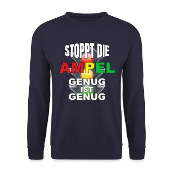 Stoppt die Ampel - genug ist genug - Unisex Pullover - Navy - Vorne - Alina (178cm) & Michal (187cm)