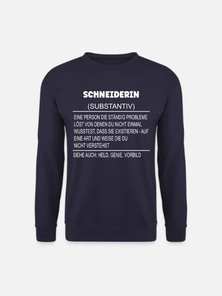 Wörterbuch Erklärung Schneiderin Held, Genie - Unisex Pullover - Navy